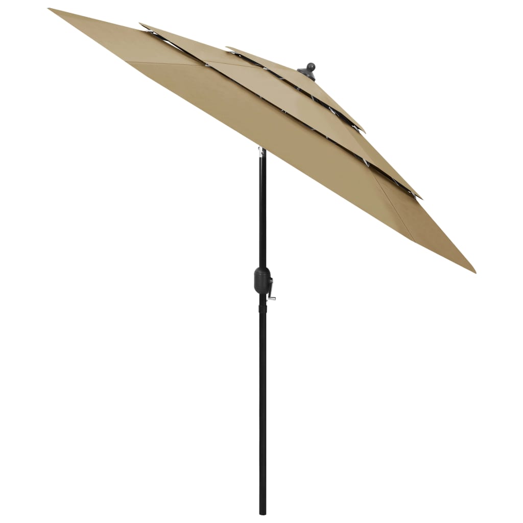 Parasol à 3 niveaux avec mât en aluminium Taupe 2,5 m