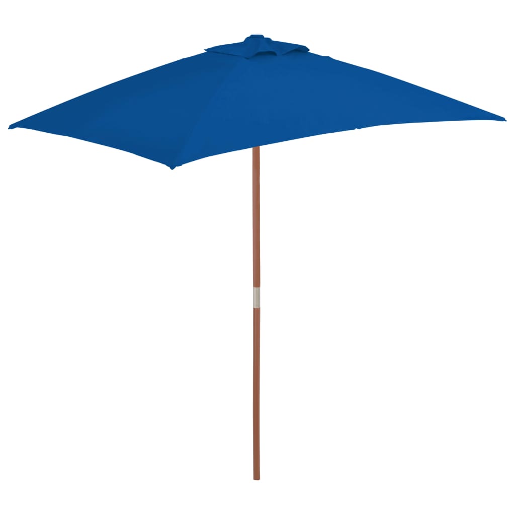Parasol d'extérieur avec mât en bois Bleu 150x200 cm