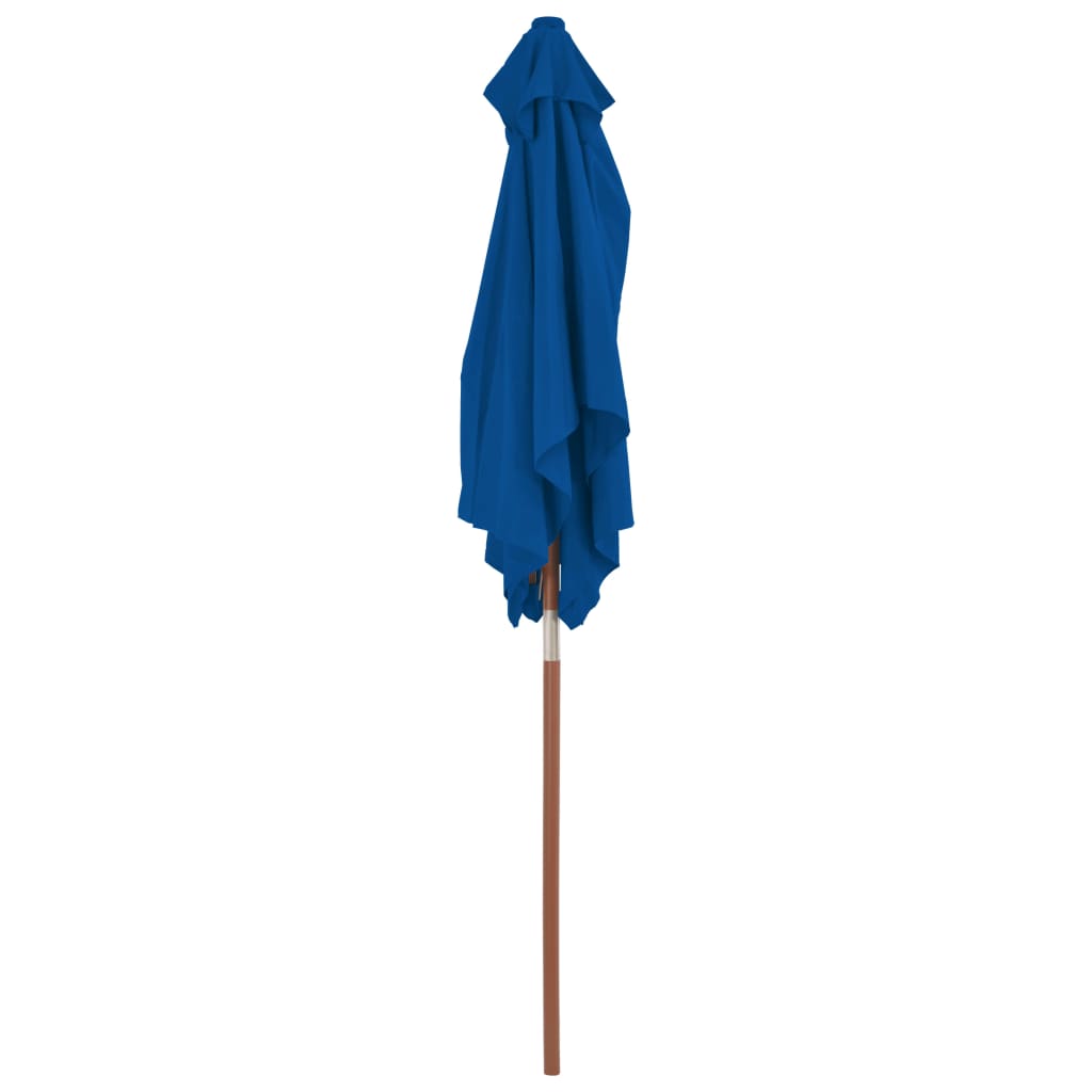 Parasol d'extérieur avec mât en bois Bleu 150x200 cm