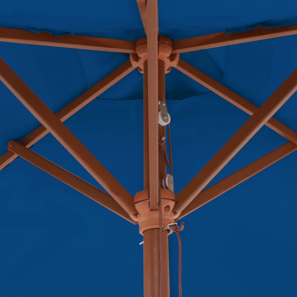 Parasol d'extérieur avec mât en bois Bleu 150x200 cm