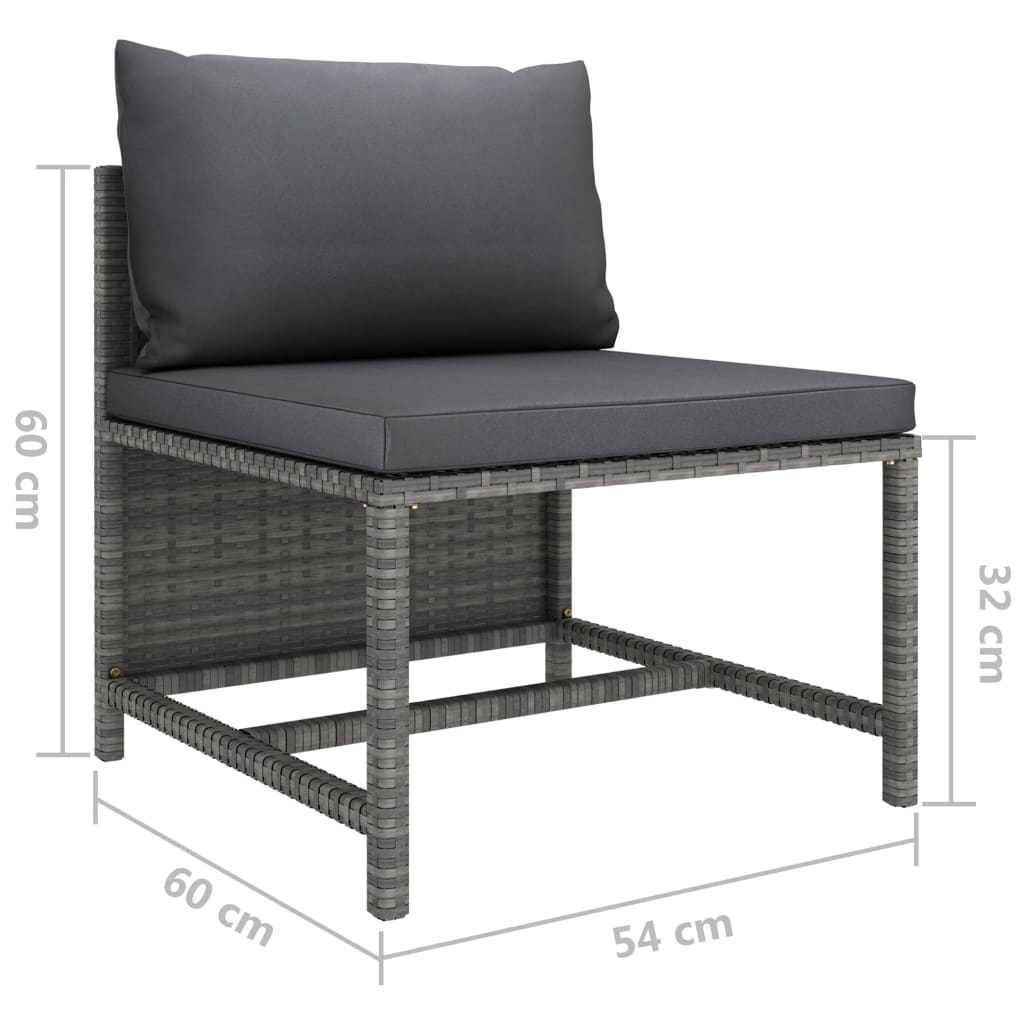 Salon de jardin 4 pcs avec coussins Résine tressée Gris