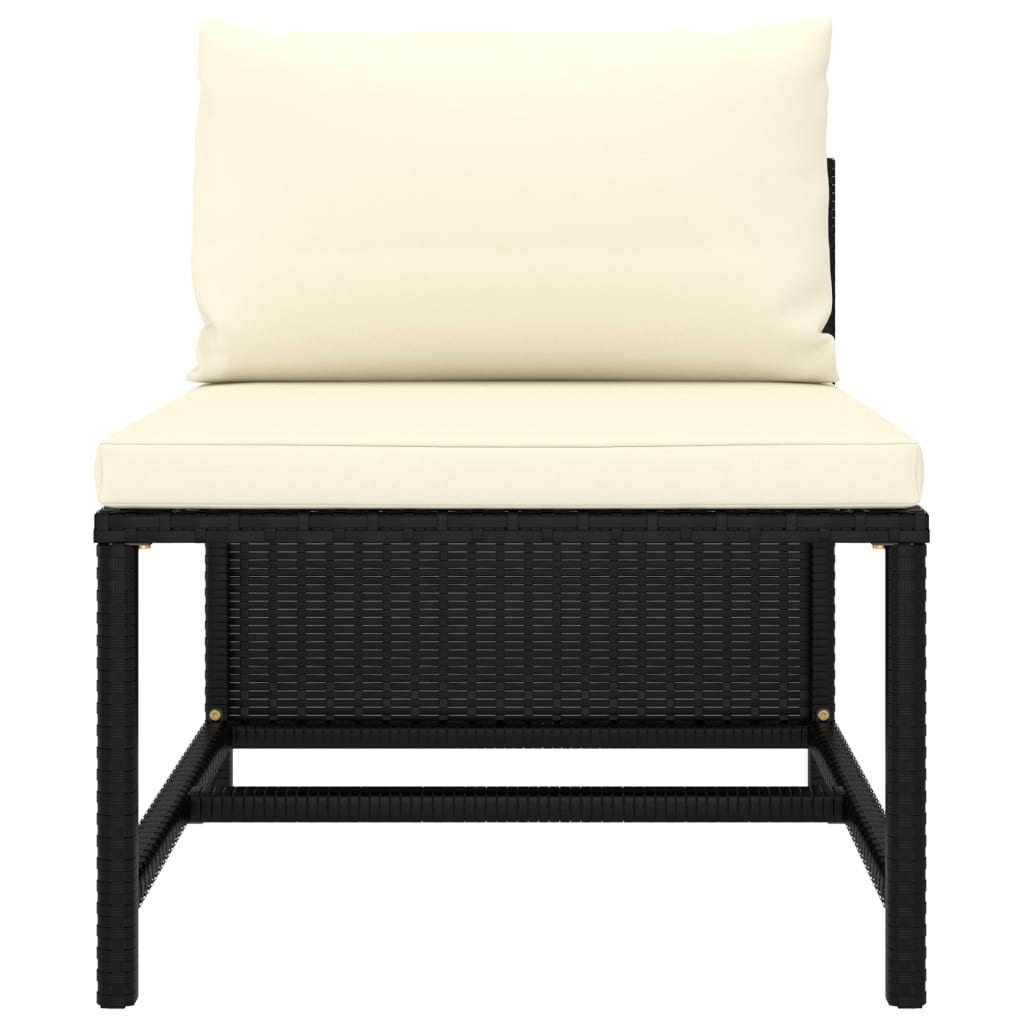 Canapés de jardin 3 pcs avec coussins Noir Résine tressée