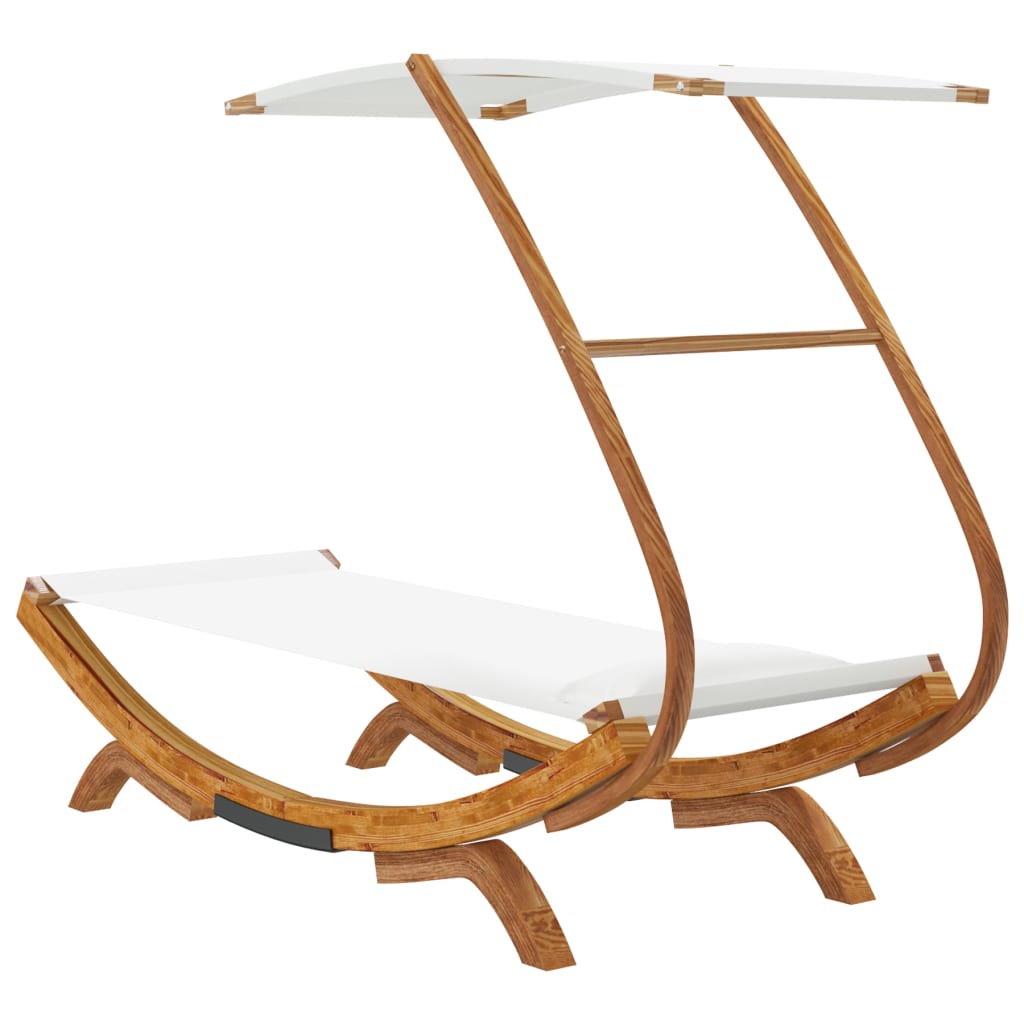 Hamac avec auvent 100x190x134 cm Bois courbé massif Crème