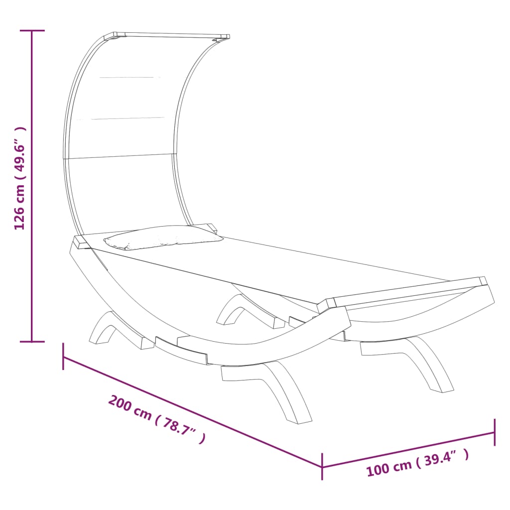 Hamac avec auvent 100x200x126 cm Bois courbé massif Anthracite