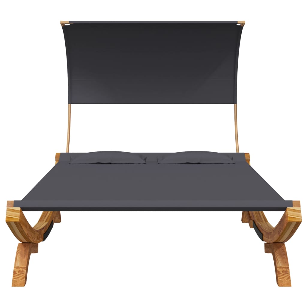 Lit repos et auvent 165x203x126cm Bois courbé massif Anthracite