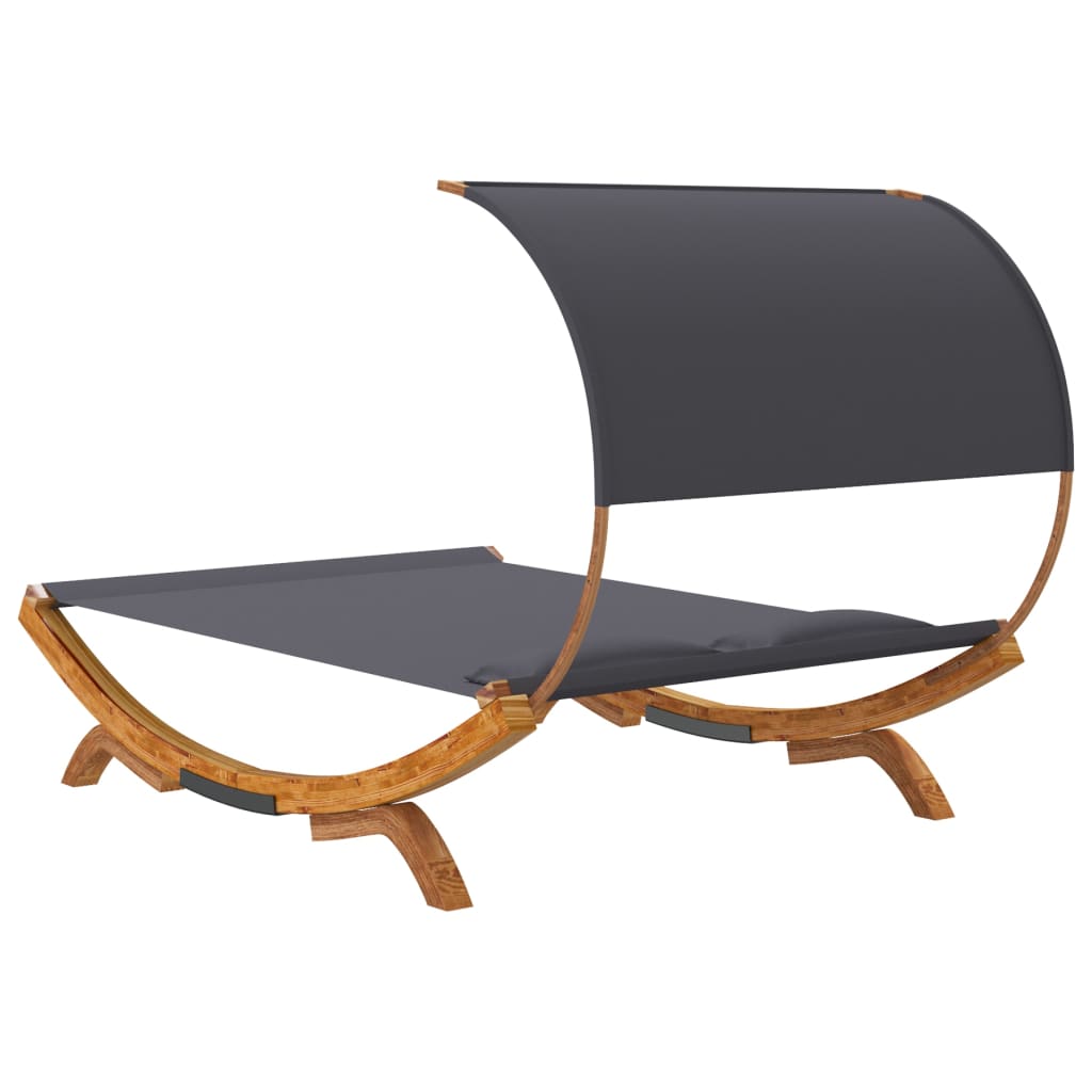 Lit repos et auvent 165x203x126cm Bois courbé massif Anthracite