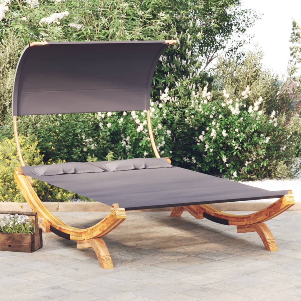 Lit repos et auvent 165x203x126cm Bois courbé massif Anthracite