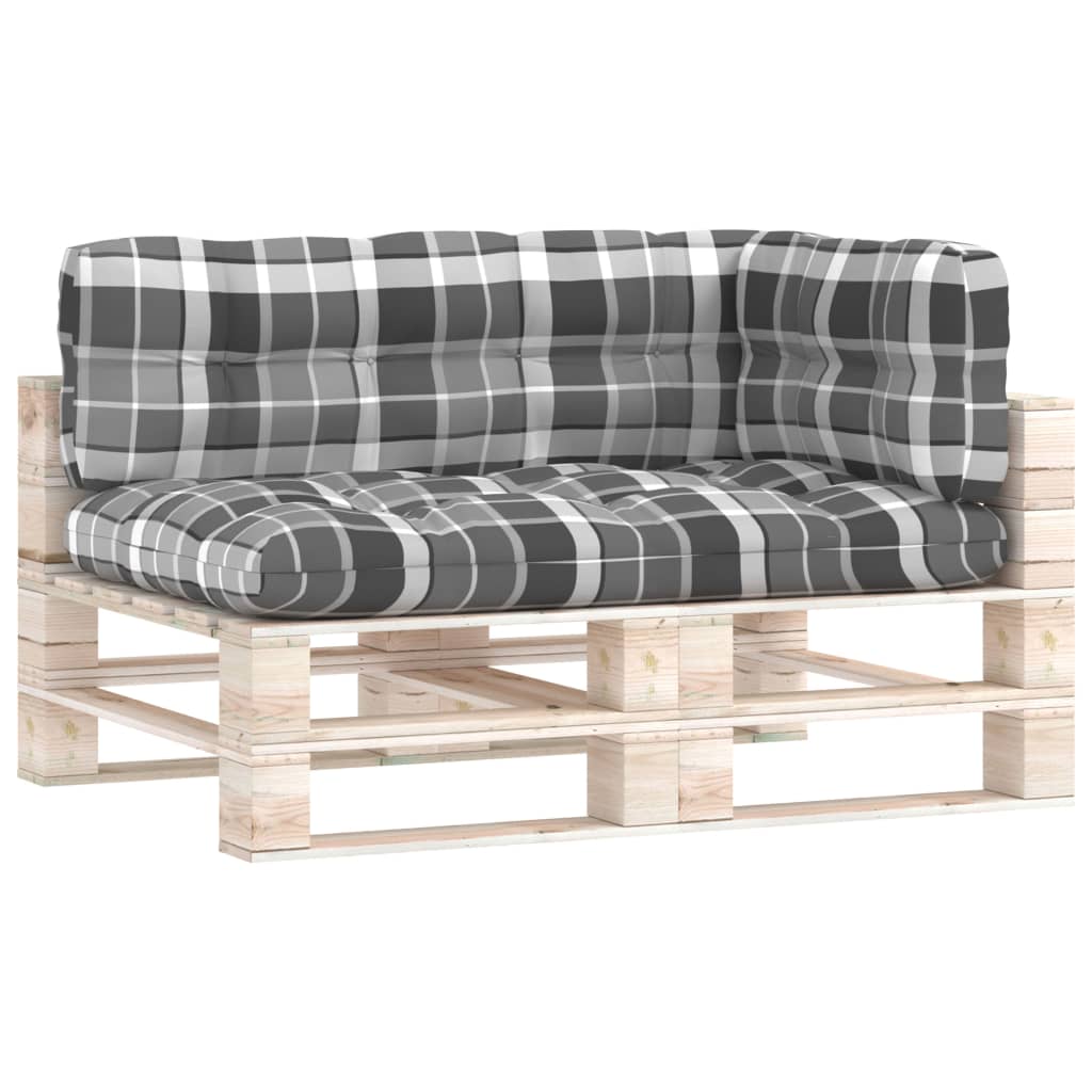 Coussins de canapé palette 3 pcs Motif à carreaux gris