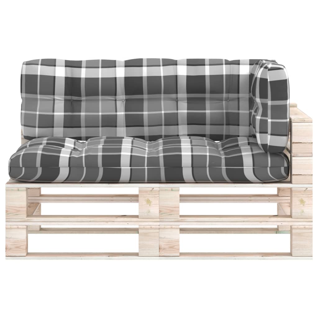 Coussins de canapé palette 3 pcs Motif à carreaux gris