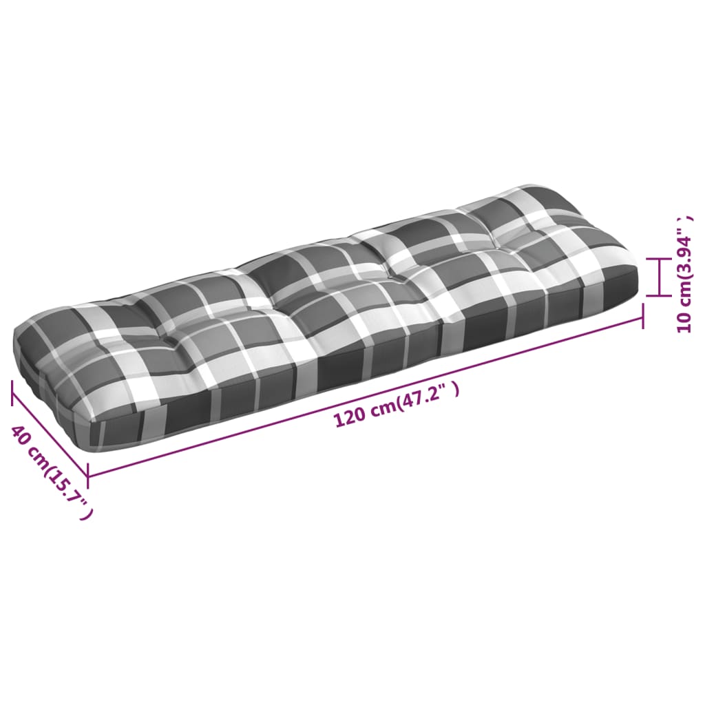 Coussins de canapé palette 3 pcs Motif à carreaux gris