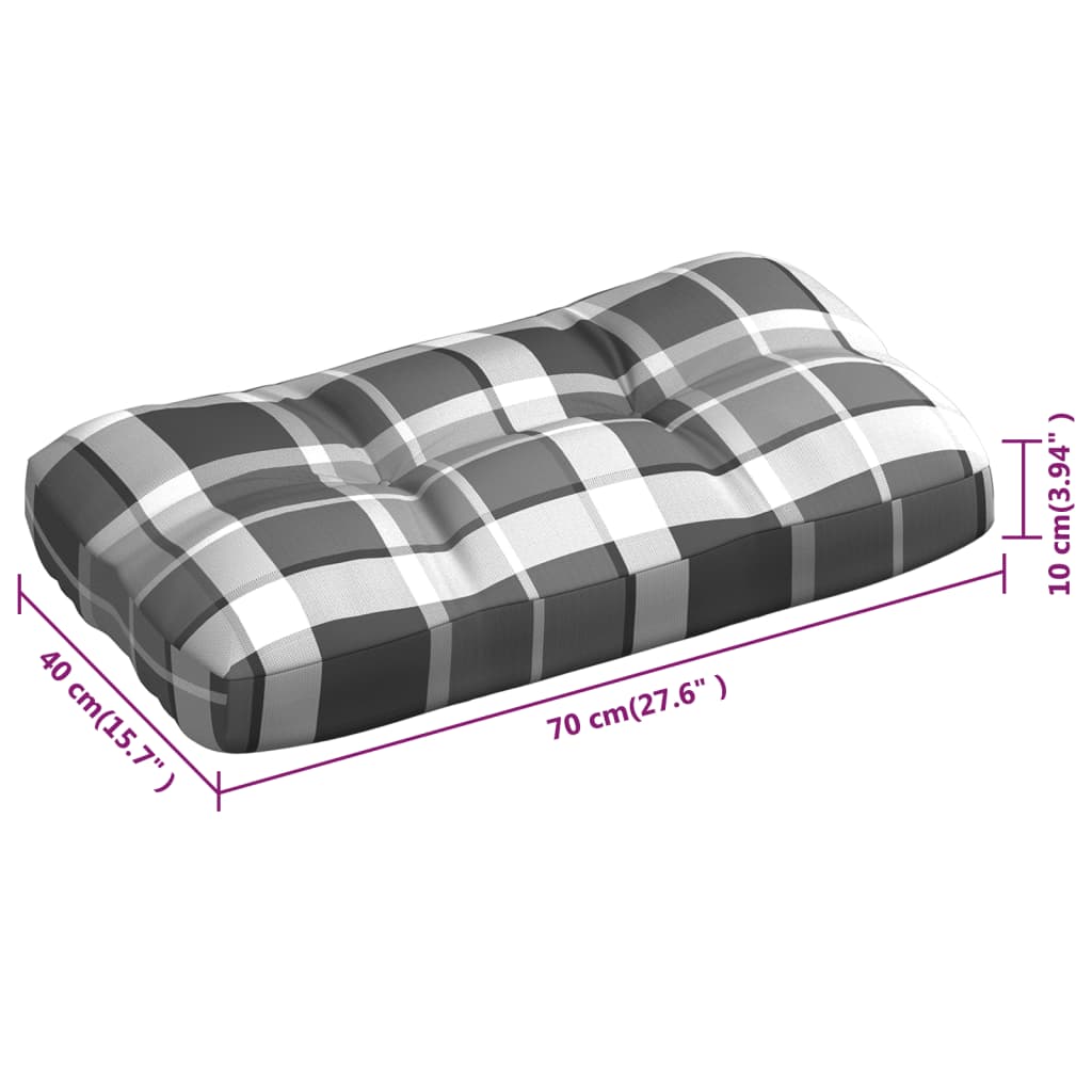 Coussins de canapé palette 3 pcs Motif à carreaux gris