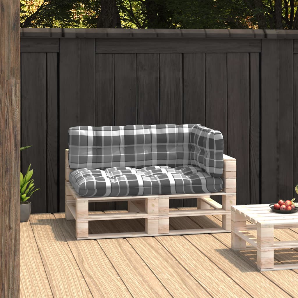 Coussins de canapé palette 3 pcs Motif à carreaux gris