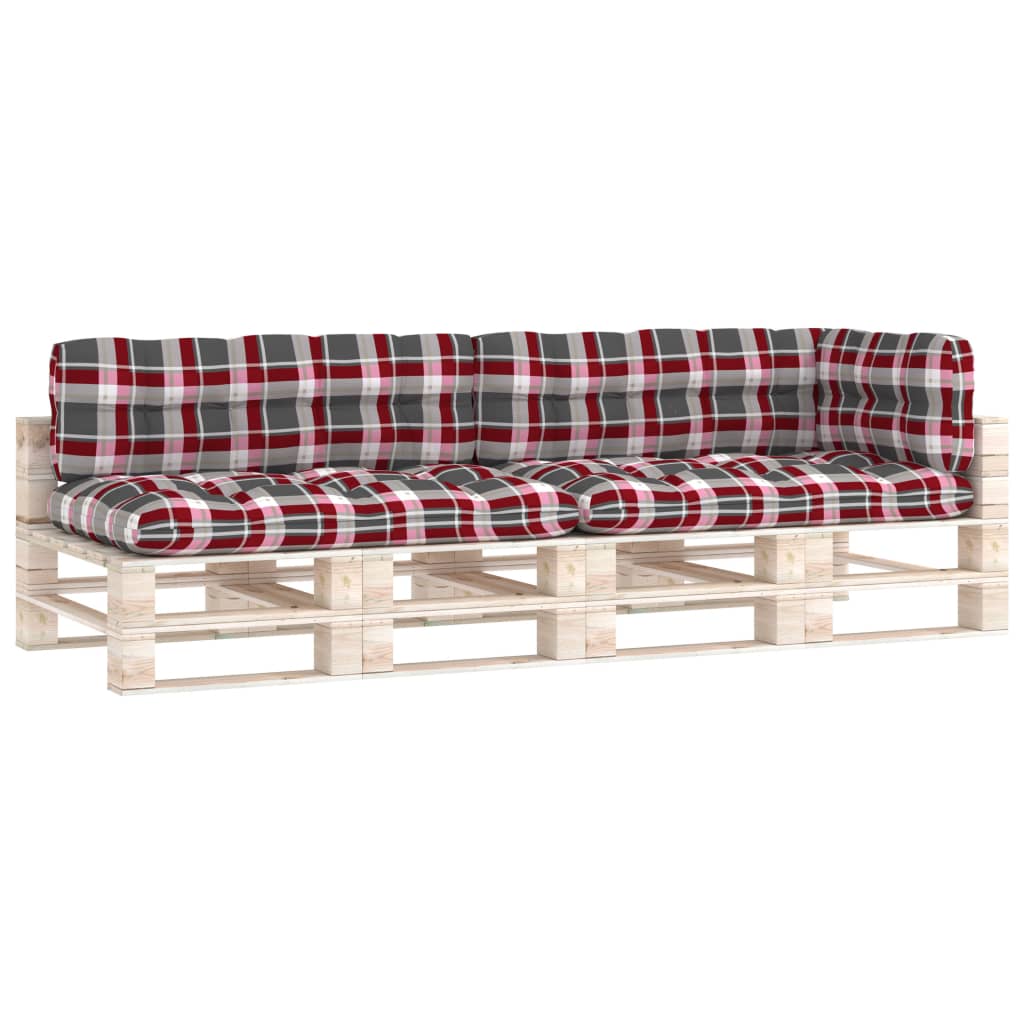 Coussins de canapé palette 5 pcs Motif à carreaux rouges