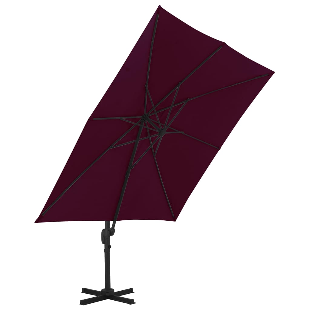 Parasol déporté avec mât en aluminium Rouge bordeaux 300x300 cm