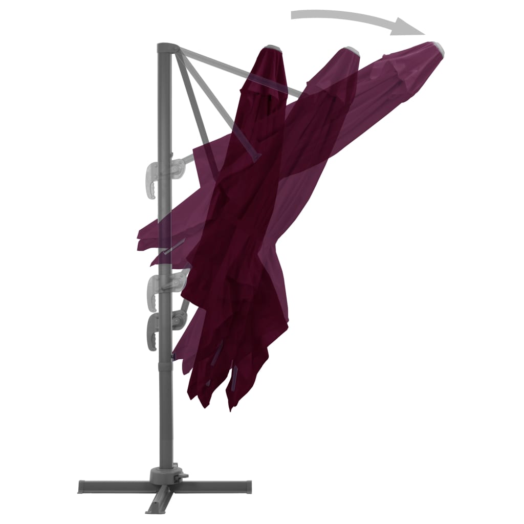 Parasol déporté avec mât en aluminium Rouge bordeaux 300x300 cm