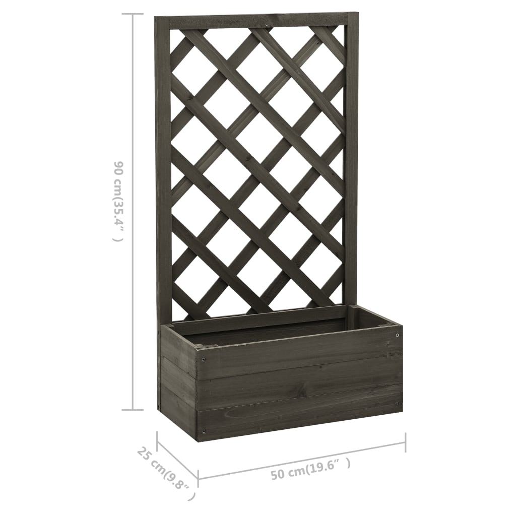 Jardinière à treillis de jardin Gris 50x25x90 cm Bois de sapin
