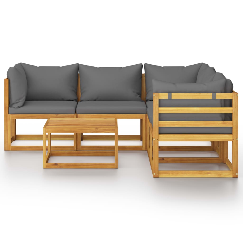 6 Piece Garden Lounge Set with Cushion Solid Acacia Wood (311852+311856+311858)