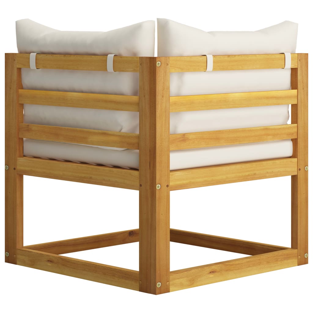 6 Piece Garden Lounge Set with Cushion Cream Solid Acacia Wood  (2x311853+311859)