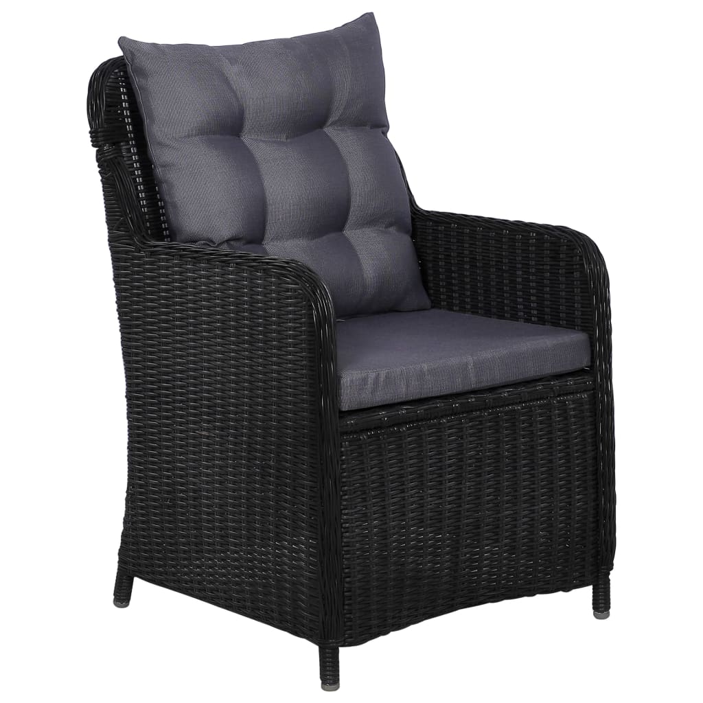 9 Piece Outdoor Dining Set Poly Rattan Black (4x46548+310144)