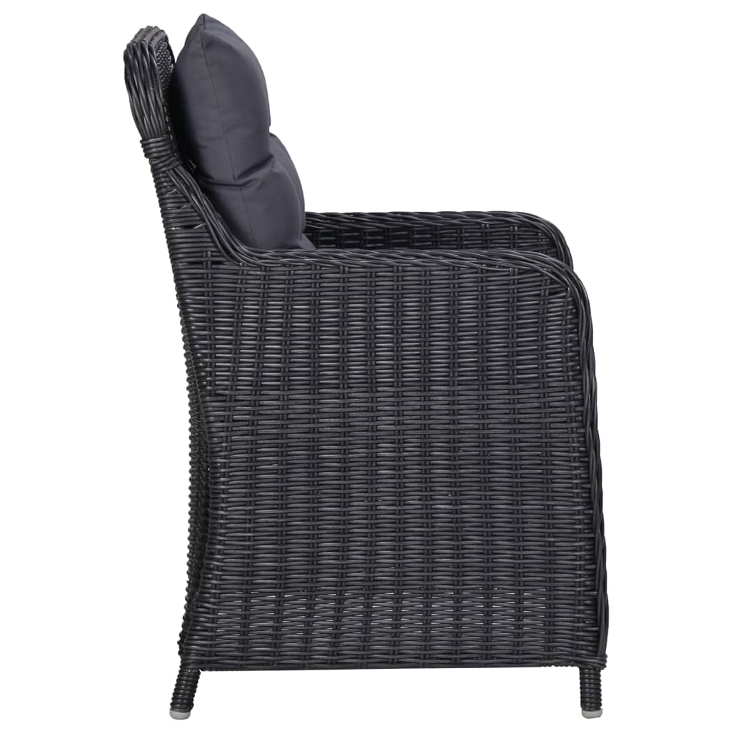 Ensemble à dîner d'extérieur 11 pcs Résine tressée Noir