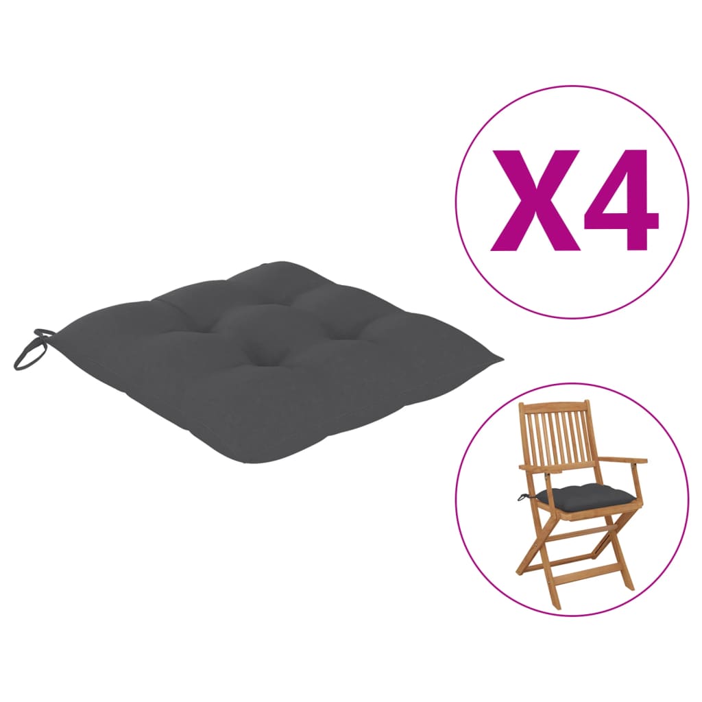 Coussins de chaise 4 pcs Anthracite 40x40x7 cm Tissu