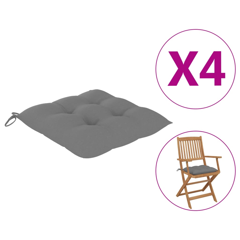 Coussins de chaise 4 pcs Gris 40x40x7 cm Tissu