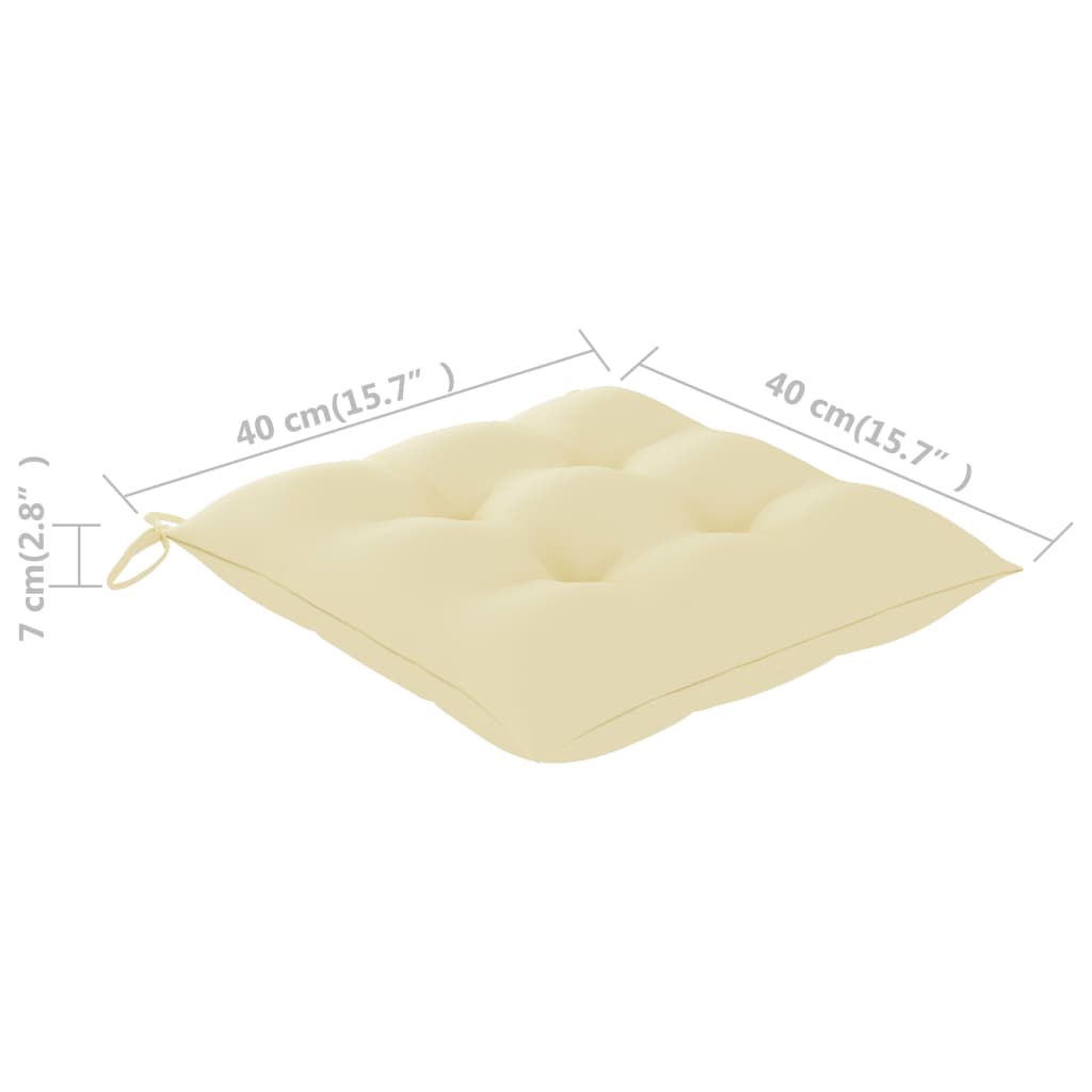 Coussins de chaise 4 pcs Blanc crème 40x40x7 cm Tissu