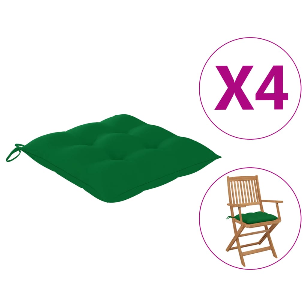 Coussins de chaise 4 pcs 40x40x7 cm Vert
