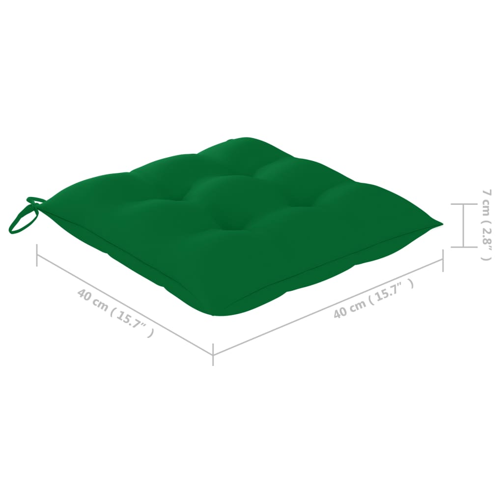 Coussins de chaise 4 pcs 40x40x7 cm Vert
