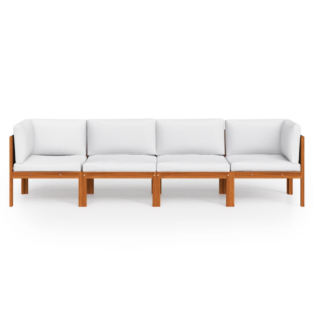 Canapé de jardin à 4 places avec coussin Bois d'acacia massif