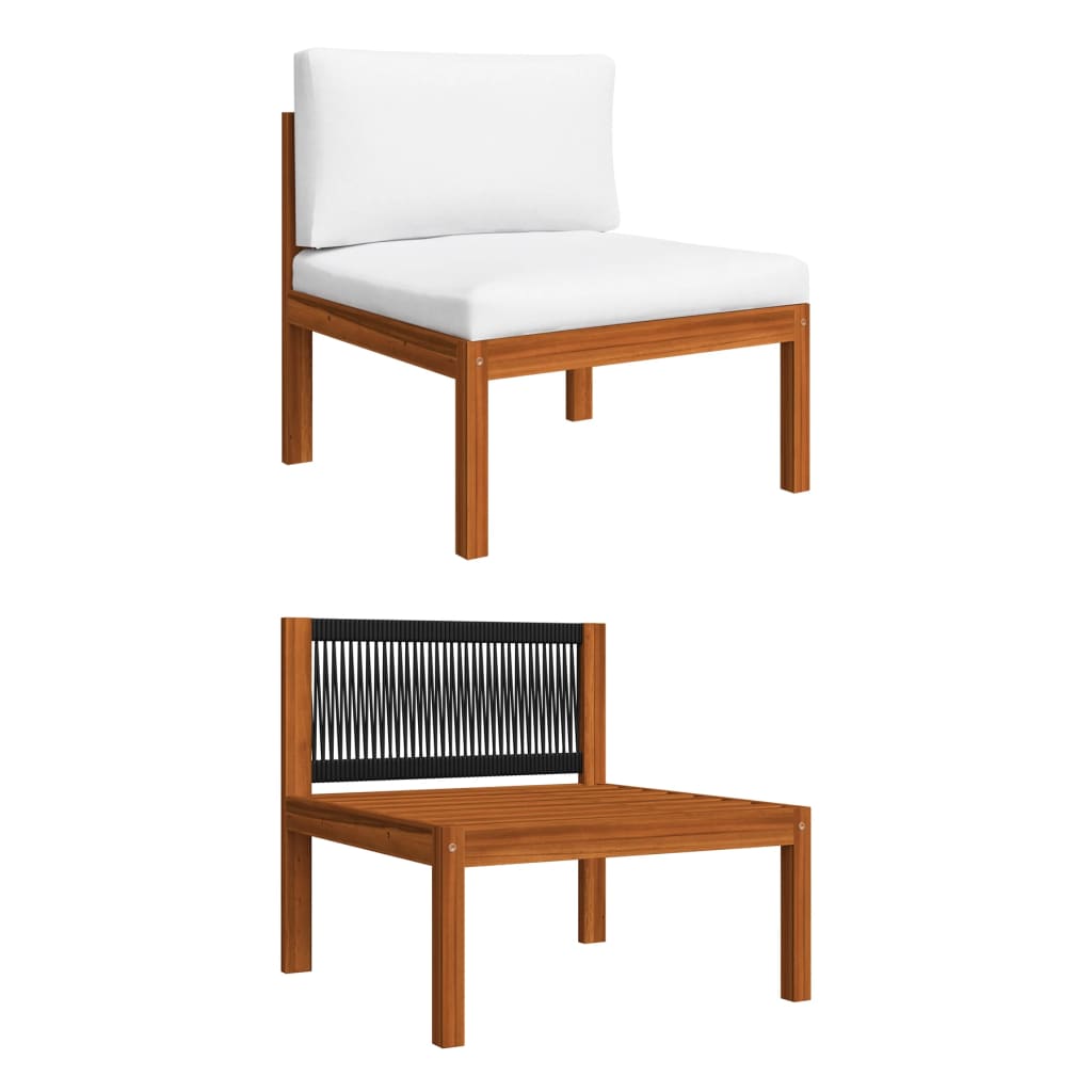 Salon de jardin 12 pcs avec coussins Crème Bois d'acacia solide