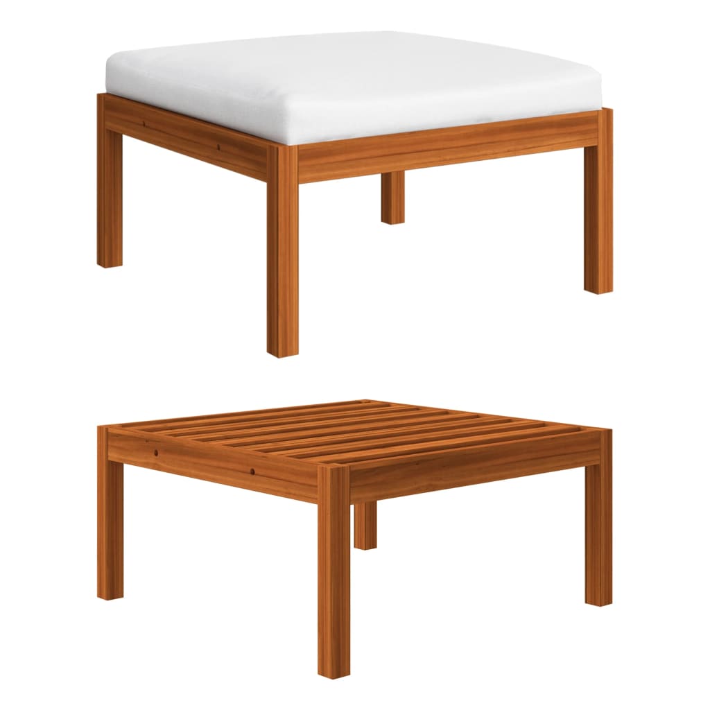 Salon de jardin 12 pcs avec coussins Crème Bois d'acacia solide