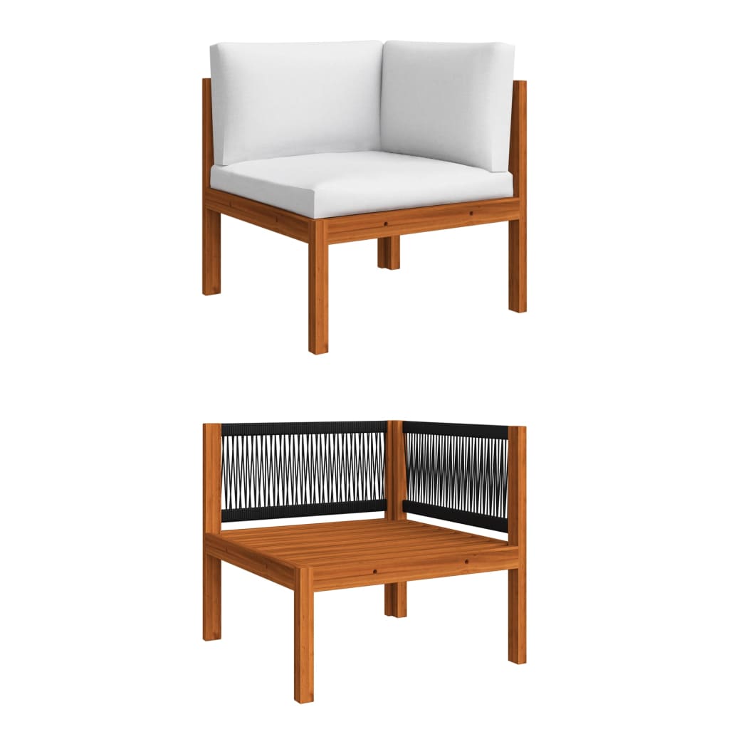 Salon de jardin 6 pcs avec coussins Crème Bois d'acacia solide