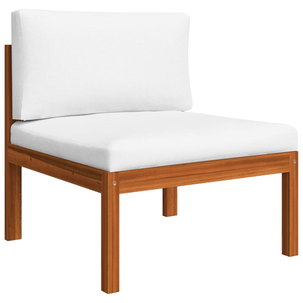 Salon de jardin 4 pcs avec coussins Crème Bois d'acacia solide
