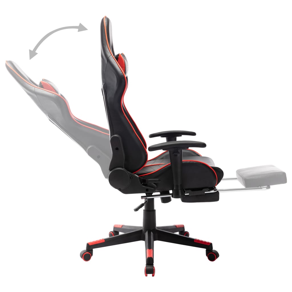Chaise de jeu avec repose-pied Noir et rouge Cuir artificiel