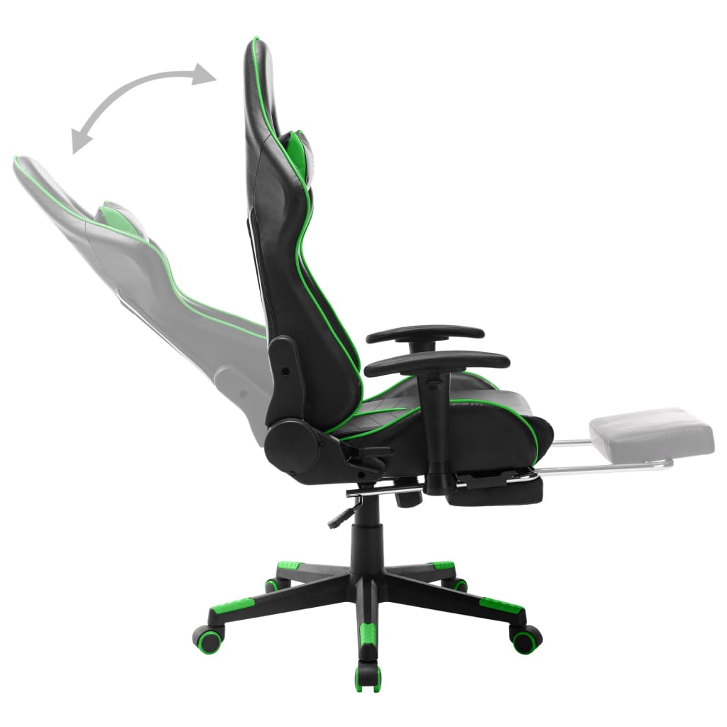 Chaise de jeu avec repose-pied Noir et vert Cuir artificiel