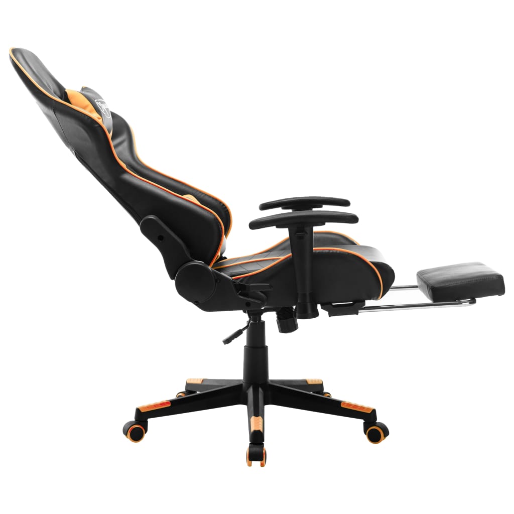 Chaise de jeu avec repose-pied Noir et orange Cuir artificiel