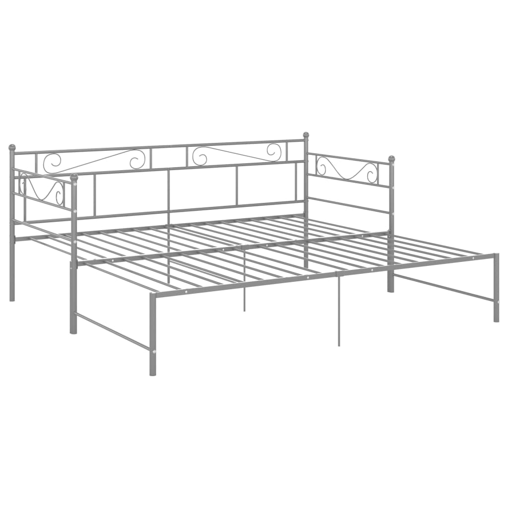 Cadre de canapé-lit extensible Gris Métal 90x200 cm