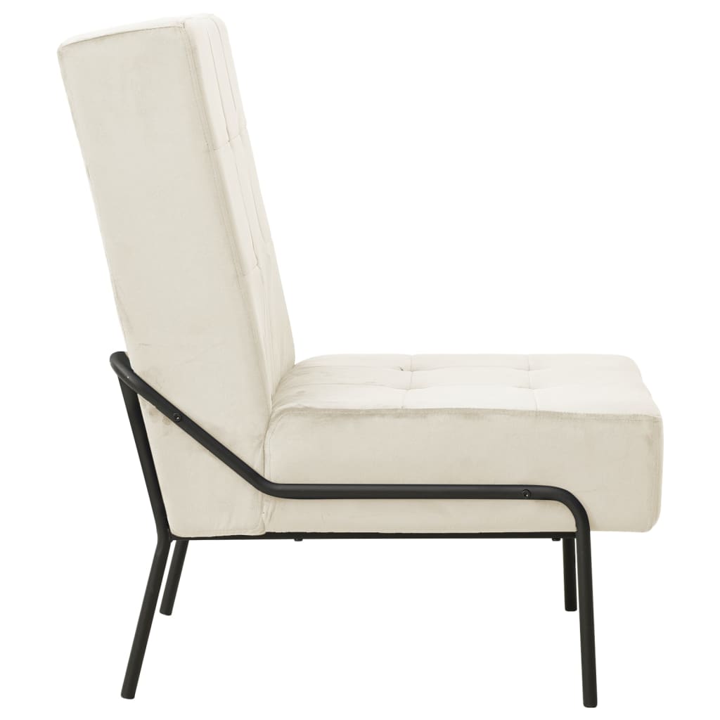 Chaise de relaxation 65x79x87 cm Blanc crème Velours