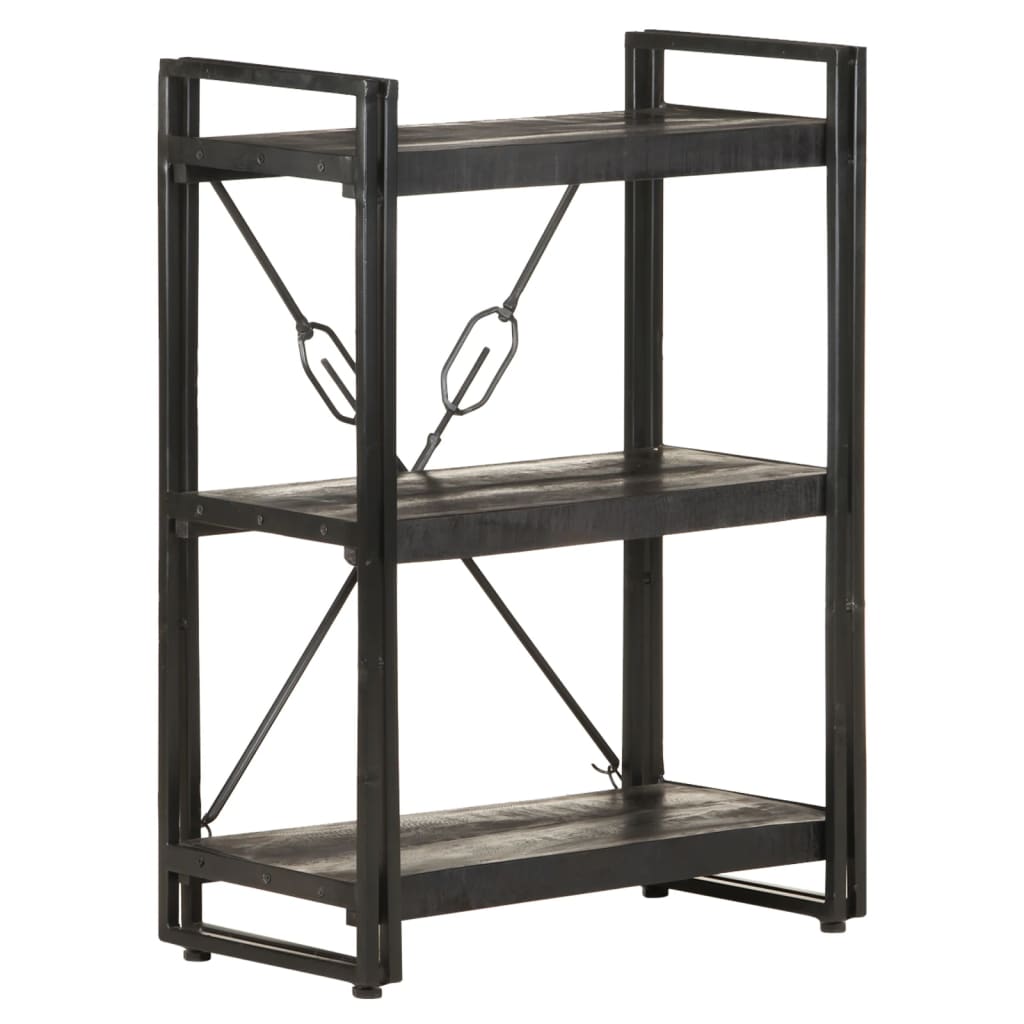 Bibliothèque à 3 niveaux Noir 60x30x80 cm Bois de manguier