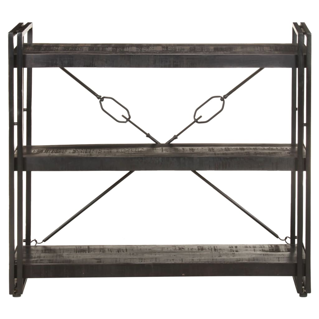 Bibliothèque à 3 niveaux Noir 90x30x80 cm Bois de manguier
