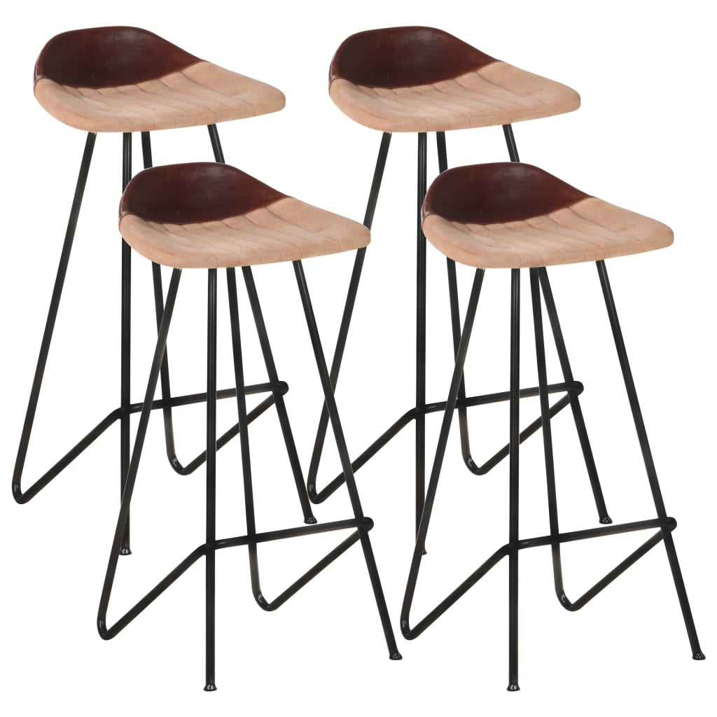 Tabourets de bar 4 pcs Marron Cuir véritable