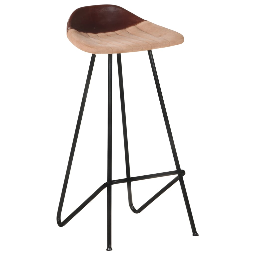 Tabourets de bar 4 pcs Marron Cuir véritable
