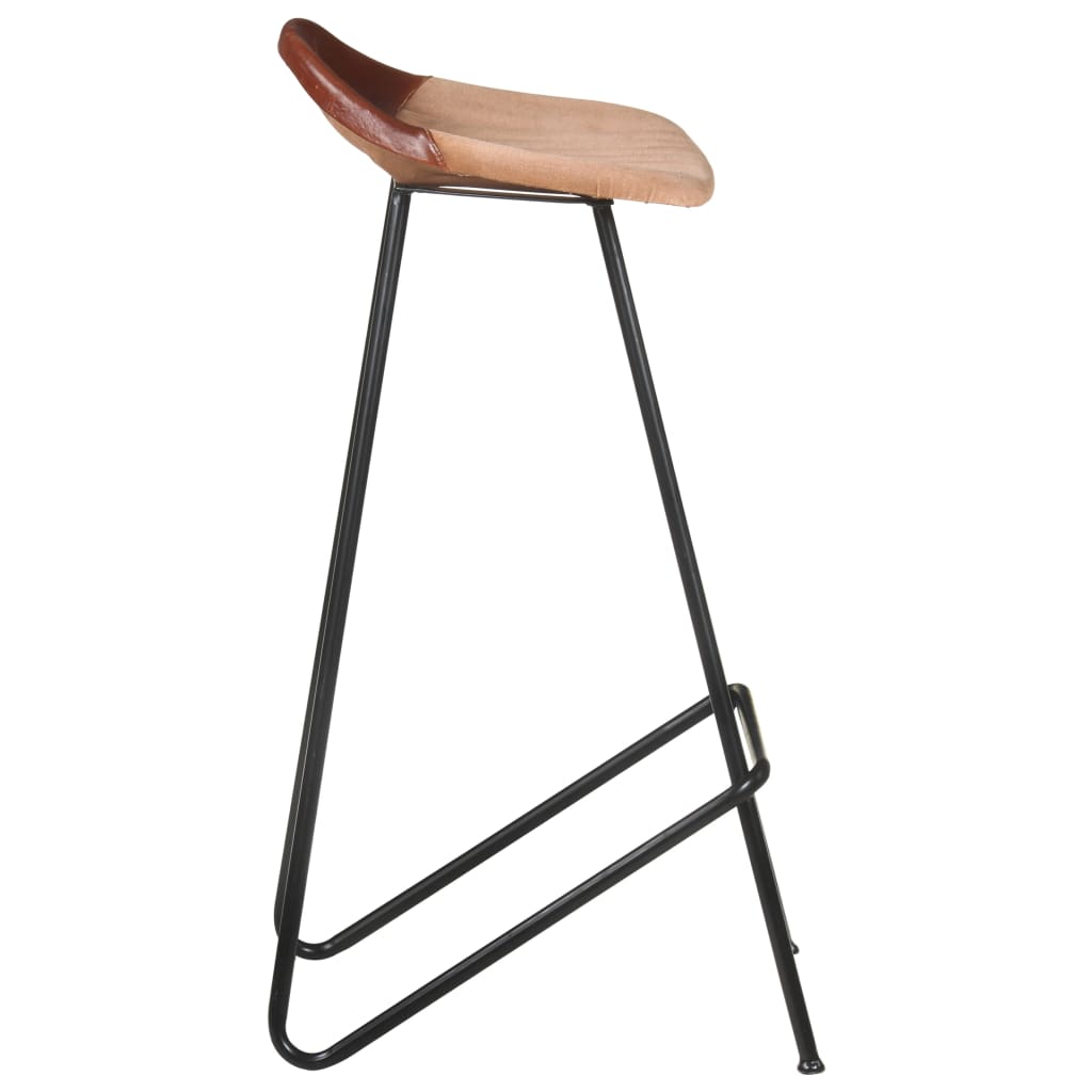 Tabourets de bar 4 pcs Marron Cuir véritable