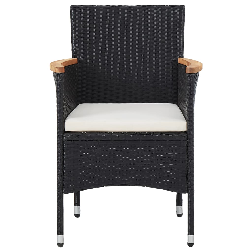 Ensemble à dîner de jardin 3 pcs Noir Résine tressée et acacia