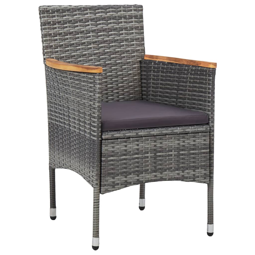 Ensemble à dîner de jardin 5 pcs Gris Résine tressée et acacia