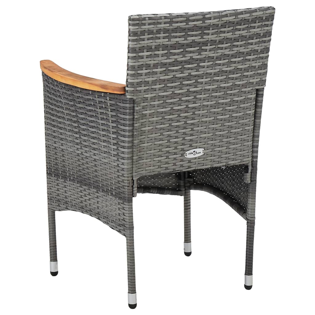 Ensemble à dîner de jardin 5 pcs Gris Résine tressée et acacia