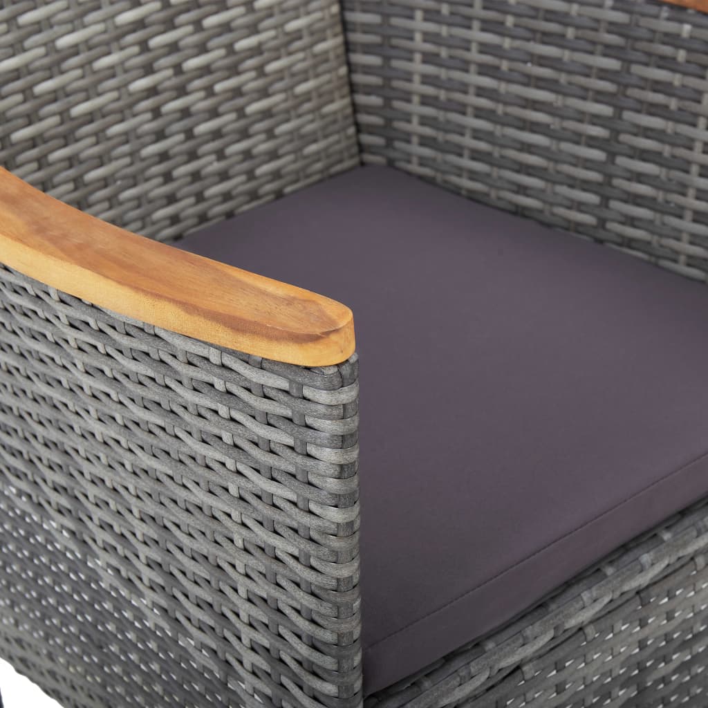 Ensemble à dîner de jardin 5 pcs Gris Résine tressée et acacia