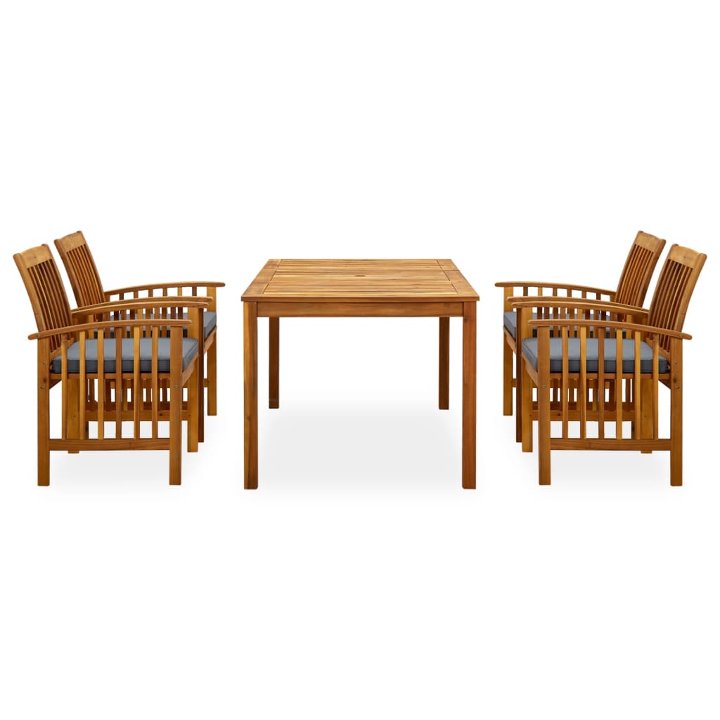 Mobilier à dîner d'extérieur 7 pcs et coussins Acacia solide