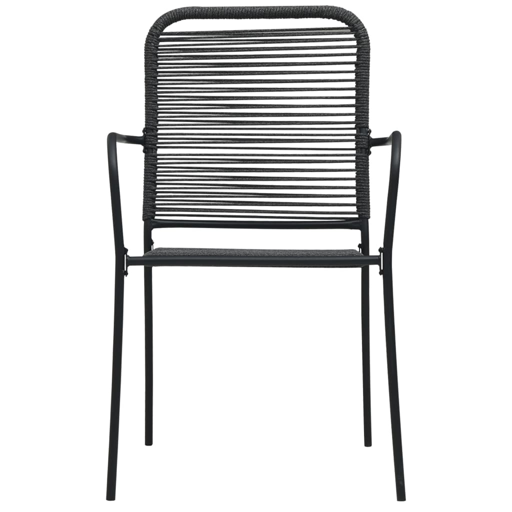 Mobilier à dîner d'extérieur 7 pcs Corde en coton et acier Noir